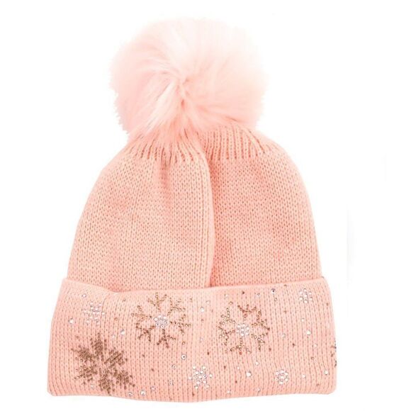 Fleece Bling Chunky Pom Pom Warm Winter Beanie - Picture 1 of 5